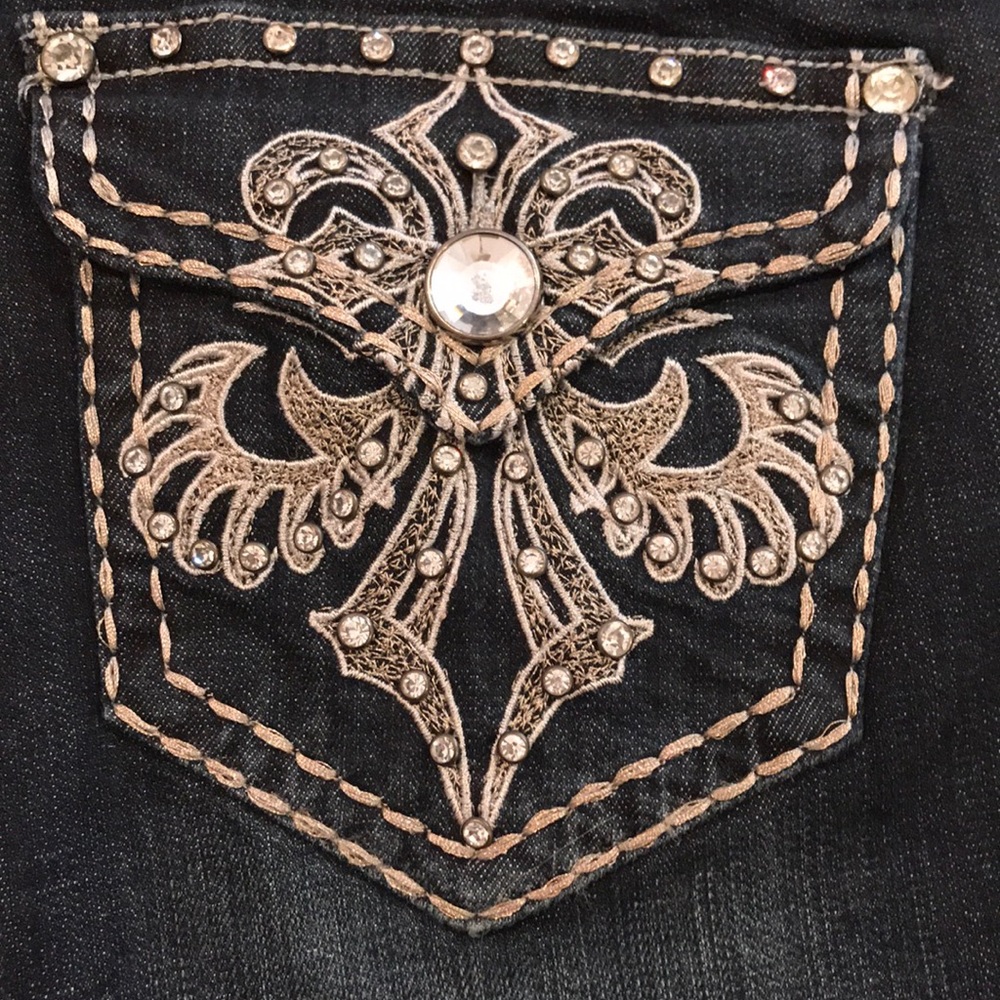 Rhinestone denim jeans. Size Jr 17